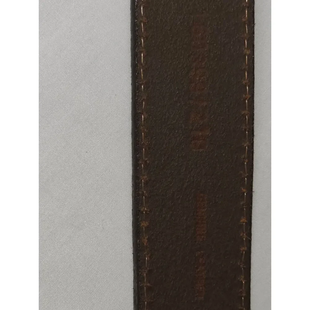 Genuine Leather Belt Made in USA Brown Brass Buckle Stitched 44.75